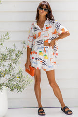 Terrazzo Shorts - Amalfi Orange Print - The Self Styler