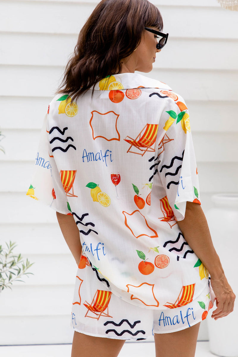Sierra Shirt - Amalfi Orange Print - The Self Styler