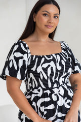 Isha Midi Dress - Black and White - The Self Styler