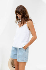 Kiah Lace Cami Top - White - The Self Styler