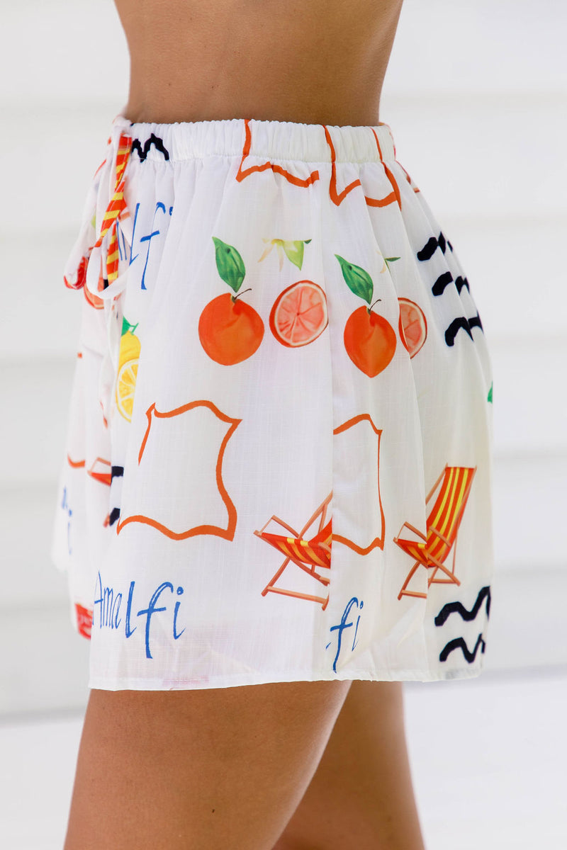 Terrazzo Shorts - Amalfi Orange Print - The Self Styler