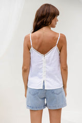 Kiah Lace Cami Top - White - The Self Styler