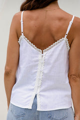 Kiah Lace Cami Top - White - The Self Styler