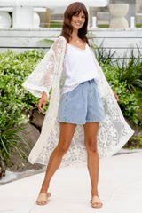 Luciana Lace Kimono - Ivory Cream - The Self Styler