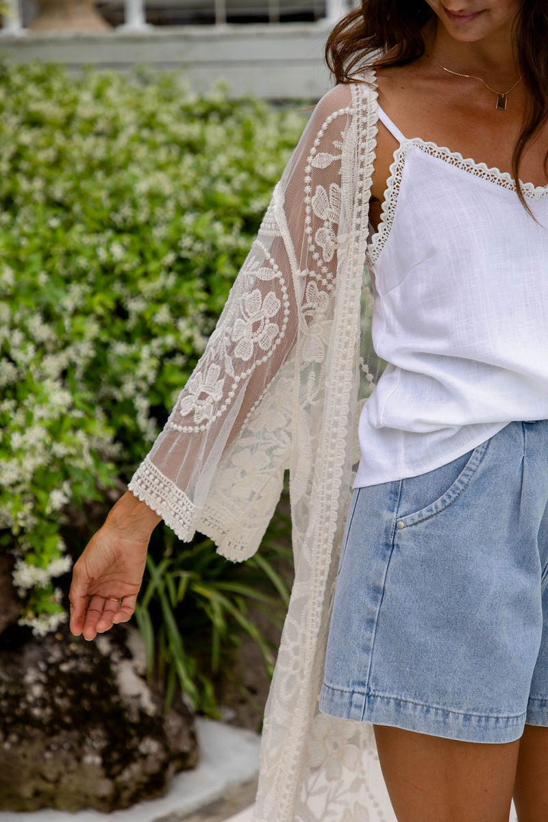 Kiah Lace Cami Top - White - The Self Styler