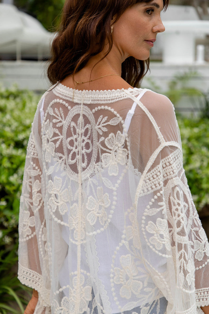 Luciana Lace Kimono - Ivory Cream - The Self Styler