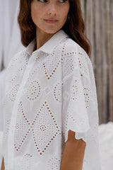 Camille Broderie Anglaise Shirt - White - The Self Styler