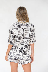 Chica Cotton Shirt - Black and Cream Print - The Self Styler