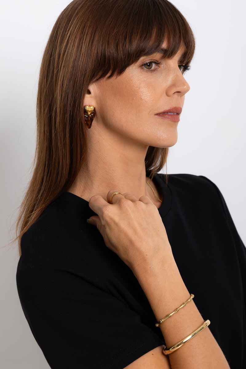 Lila Amber Heart Earrings - Gold - The Self Styler