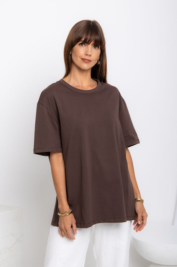 Sonny Relaxed-Fit Tee - Choc Brown - The Self Styler