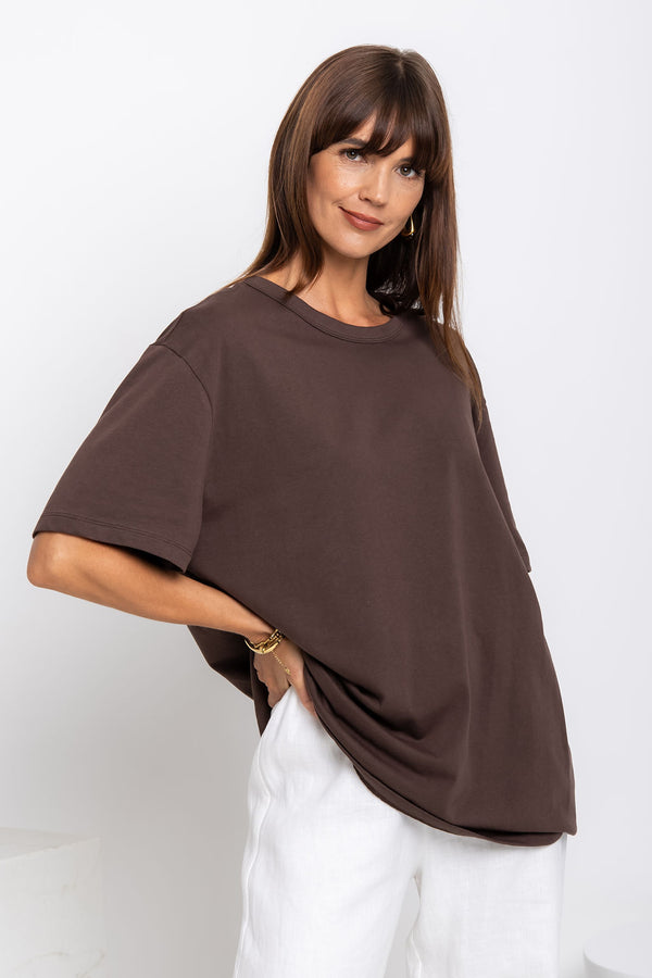 Sonny Relaxed-Fit Tee - Choc Brown - The Self Styler