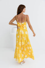 Daybreak Midi Dress - Yellow Shell Print - The Self Styler