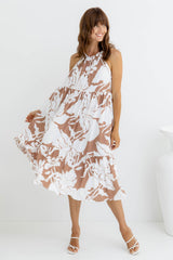 Rhea Midi Dress - Mocha Floral - The Self Styler