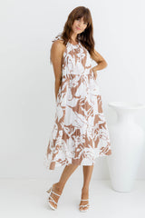 Rhea Midi Dress - Mocha Floral - The Self Styler