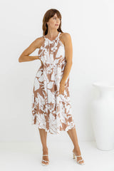 Rhea Midi Dress - Mocha Floral - The Self Styler
