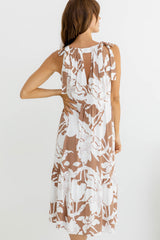 Rhea Midi Dress - Mocha Floral - The Self Styler