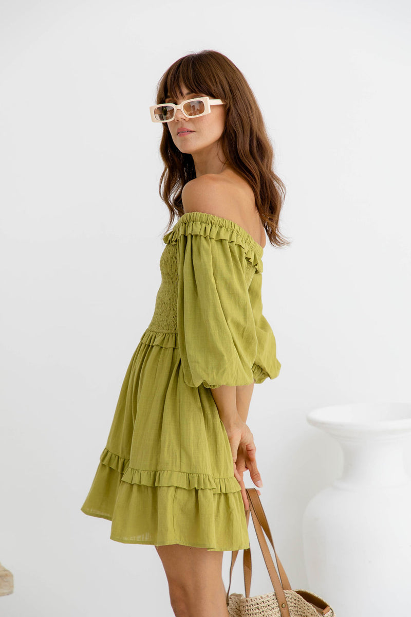 Northern Mini Dress - Avocado - Girl and the Sun - The Self Styler