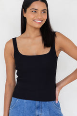 Alexa Ribbed Tank Top - Black - The Self Styler