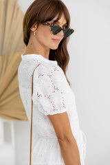Amaya Broderie Anglaise Dress - White - The Self Styler