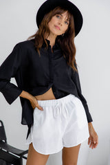 Maddie Linen Shorts - White - The Self Styler