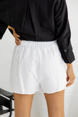 Maddie Linen Shorts - White - The Self Styler