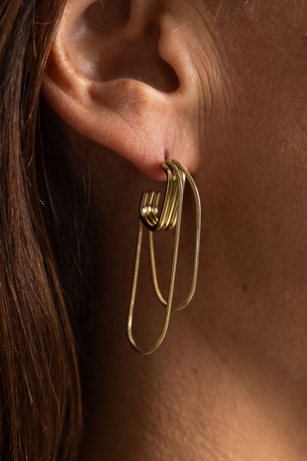 Ela Drop Stud Earrings - Gold - The Self Styler