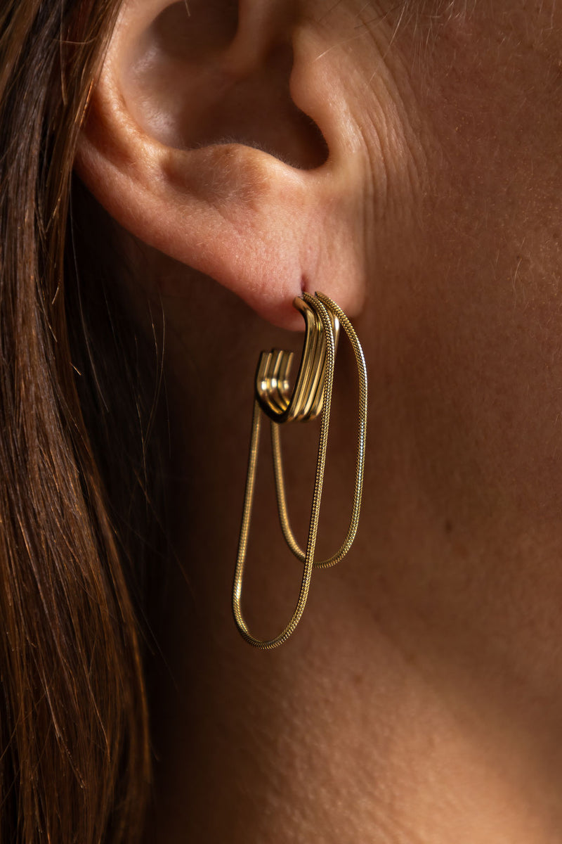 Ela Drop Stud Earrings - Gold - The Self Styler