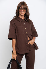 Tallon Denim Shirt - Choc - The Self Styler Exclusive - The Self Styler