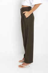 Xavier Barrel Leg Pants - Chocolate Olive - The Self Styler