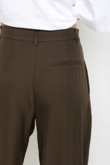 Xavier Barrel Leg Pants - Chocolate Olive - The Self Styler