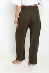 Xavier Barrel Leg Pants - Chocolate Olive - The Self Styler