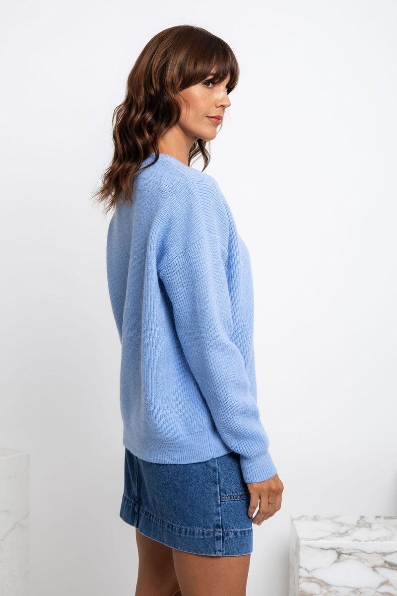 Skylar Knit Jumper - Sky Blue - The Self Styler