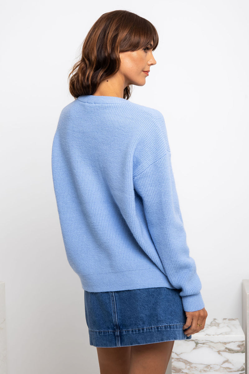 Skylar Knit Jumper - Sky Blue - The Self Styler