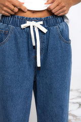 Piper Wide-Leg Denim Pants - Dark Wash - The Self Styler