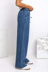 Piper Wide-Leg Denim Pants - Dark Wash - The Self Styler