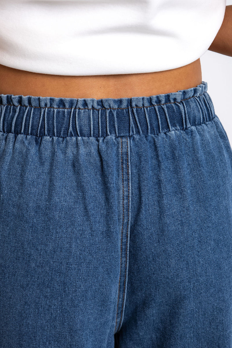 Piper Wide-Leg Denim Pants - Dark Wash - The Self Styler