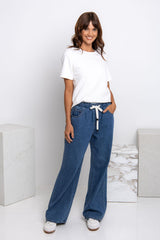 Piper Wide-Leg Denim Pants - Dark Wash - The Self Styler
