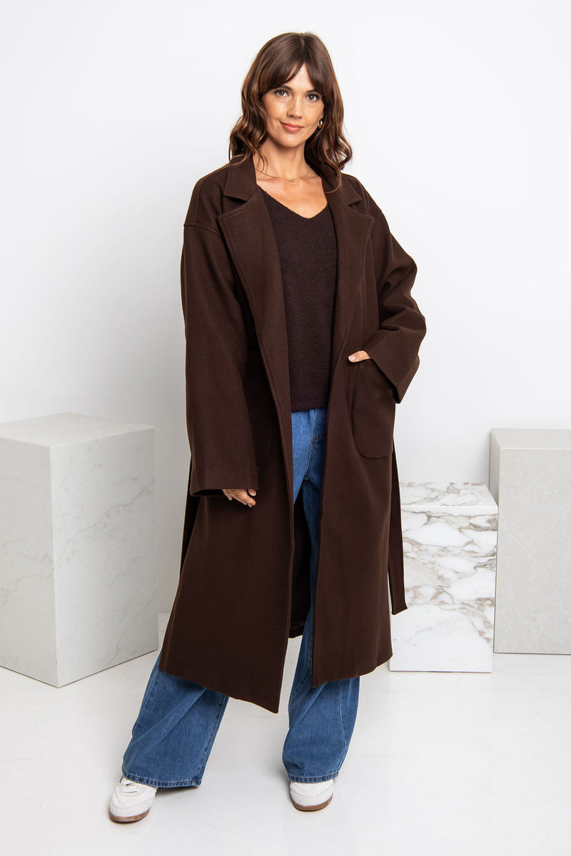 Callie Oversized Coat - Chocolate - The Self Styler