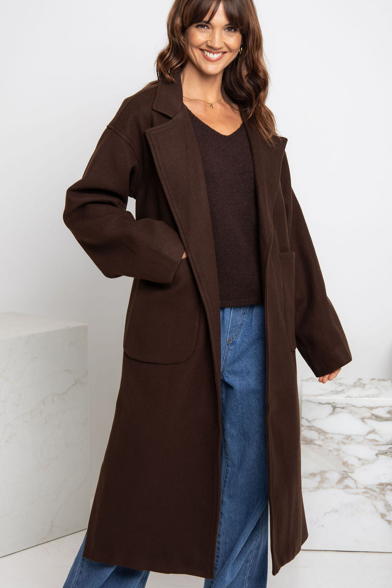 Callie Oversized Coat - Chocolate - The Self Styler