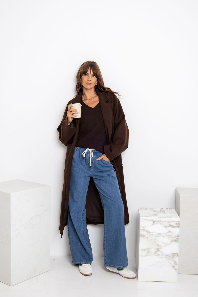Callie Oversized Coat - Chocolate - The Self Styler