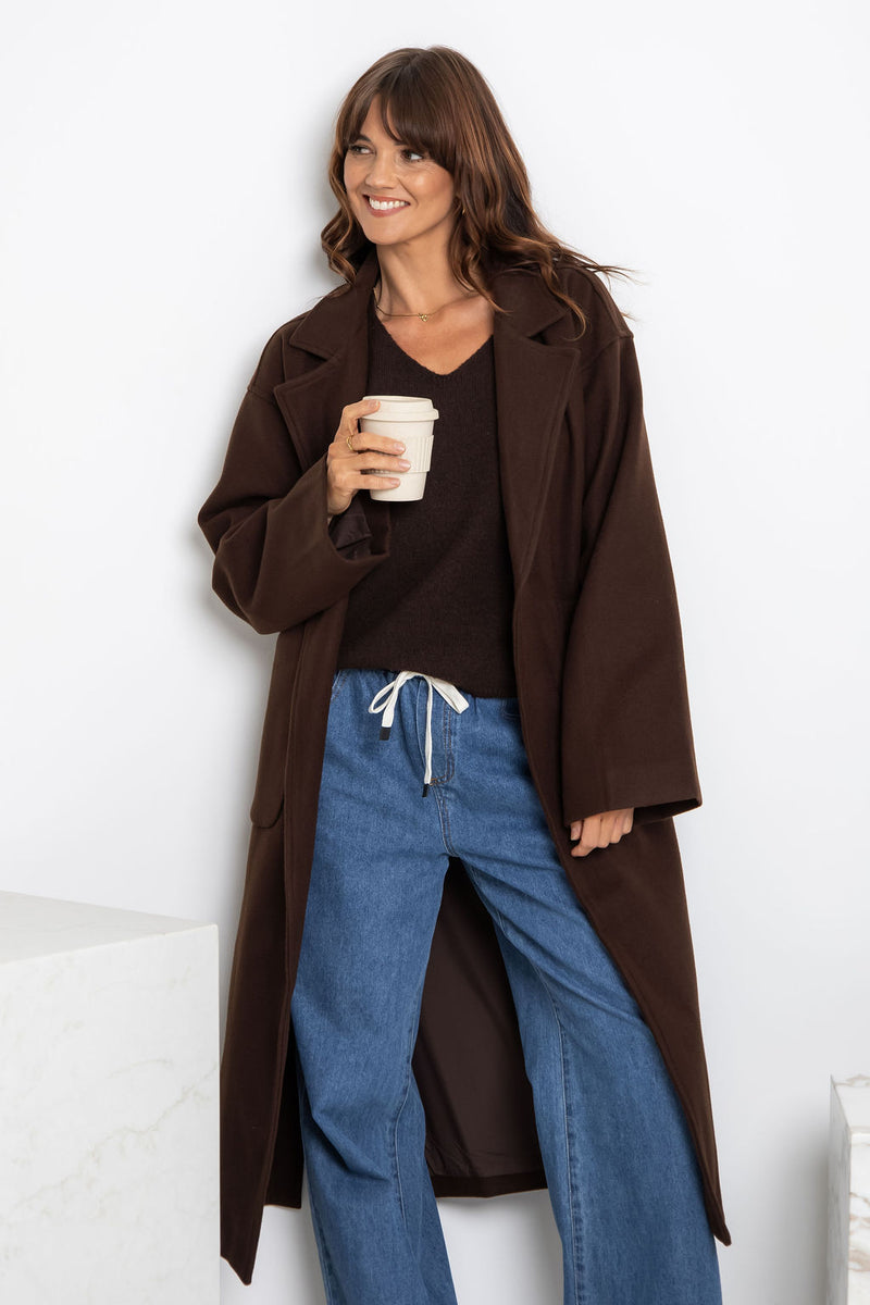 Callie Oversized Coat - Chocolate - The Self Styler