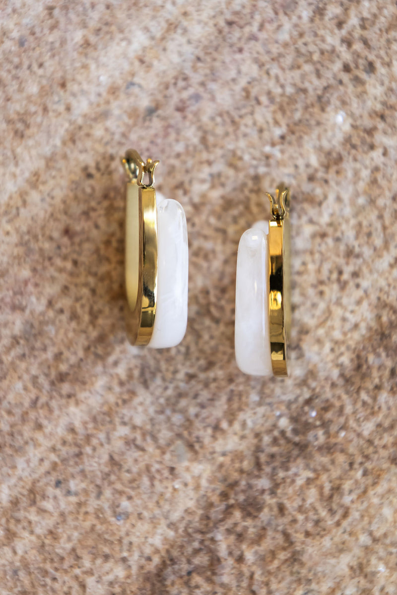 Lyra Hoop Earrings - Ivory and Gold - The Self Styler