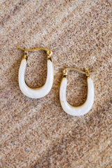 Lyra Hoop Earrings - Ivory and Gold - The Self Styler