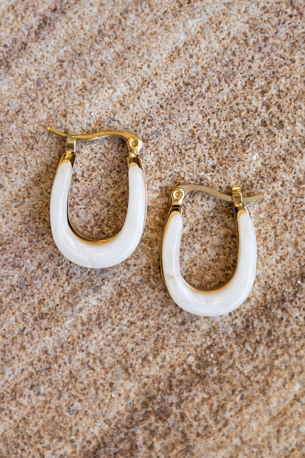 Lyra Hoop Earrings - Ivory and Gold - The Self Styler