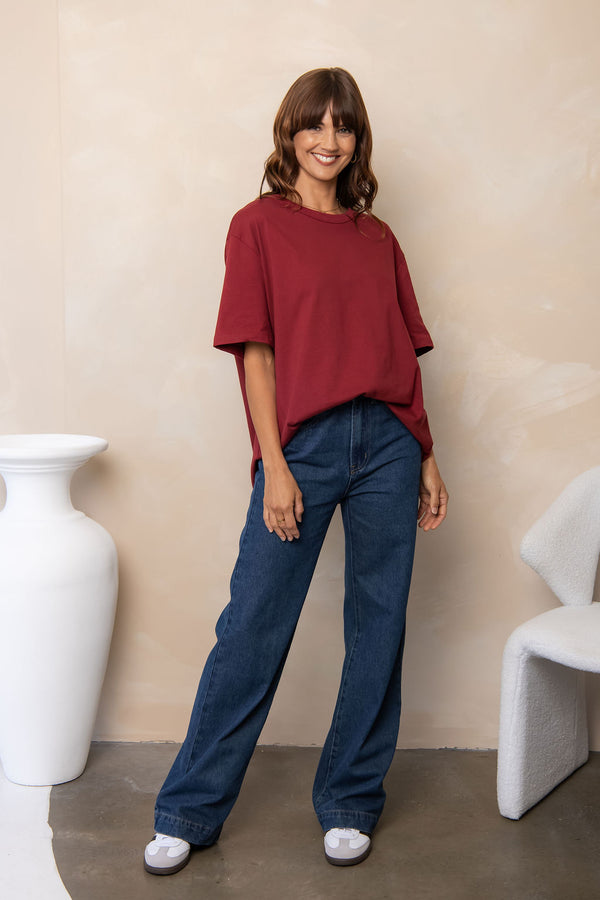 Stella Relaxed-Fit Tee - Burgundy - The Self Styler