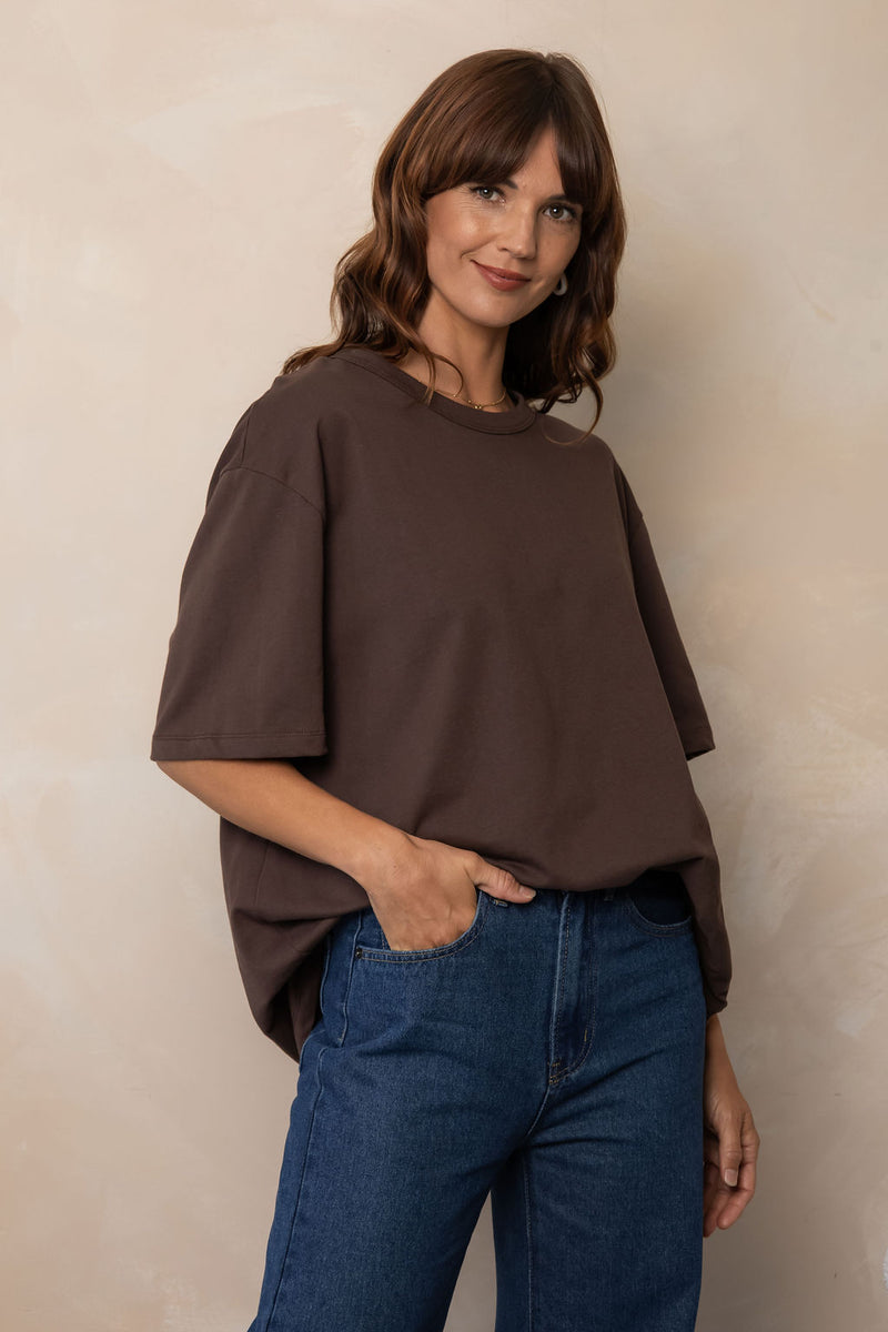 Sonny Relaxed-Fit Tee - Choc Brown - The Self Styler