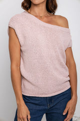 Avalon Off-The-Shoulder Top - Blush Pink - The Self Styler