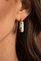 Lyra Hoop Earrings - Ivory and Gold - The Self Styler