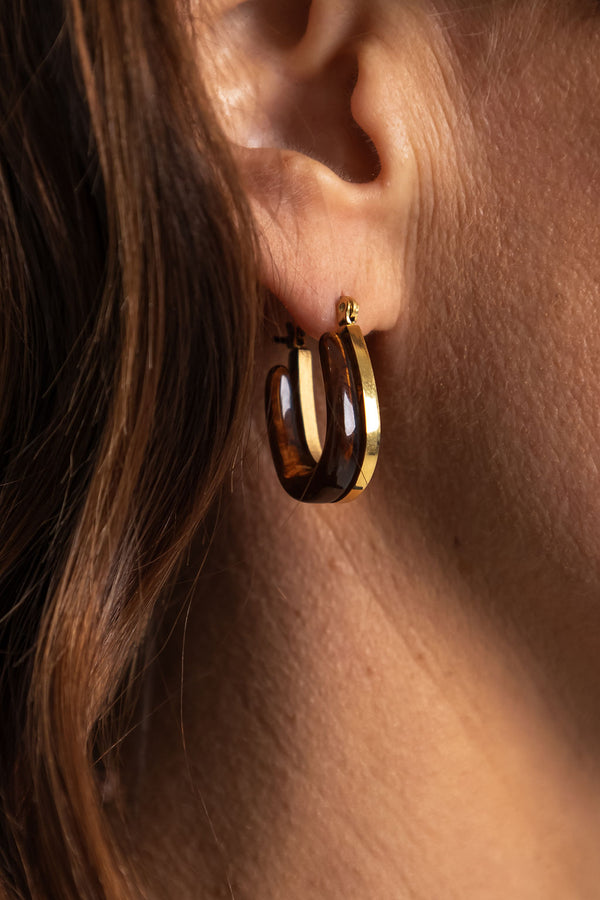Lyra Hoop Earrings - Amber and Gold - The Self Styler