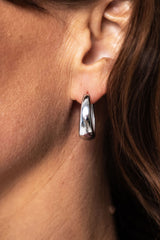 Aspen Oval Hoop Earrings - Silver - The Self Styler